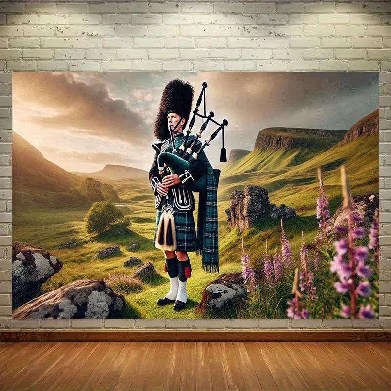 2D Scotland Piper Wall Decor, Highland Bagpiper with Green Hills Tapestry 47.2x31.5inch/120*80cm
2D Scotland Piper Wall Decor, Highland Bagpiper with Green Hills Tapestry 47.2x31.5inch/120*80cm