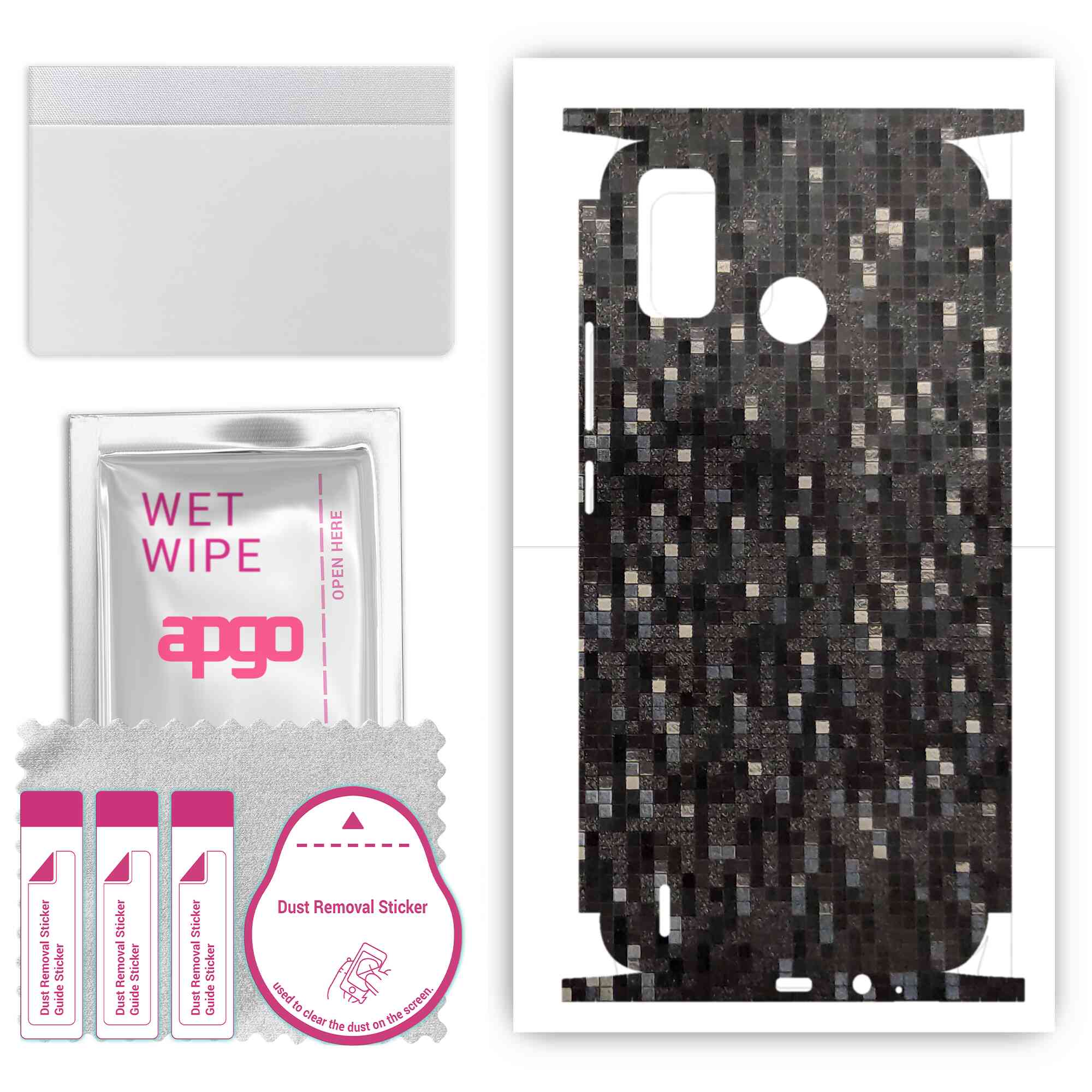 Apgo Protective Skin Sticker for the back+sides compatible with Tecno Spark 6 Go, Full Wrap Film, Foil, Vinyl - Pattern Carbon Black Pixel
Apgo Protective Skin Sticker for the back+sides compatible with Tecno Spark 6 Go, Full Wrap Film, Foil, Vinyl - Pattern Carbon Black Pixel