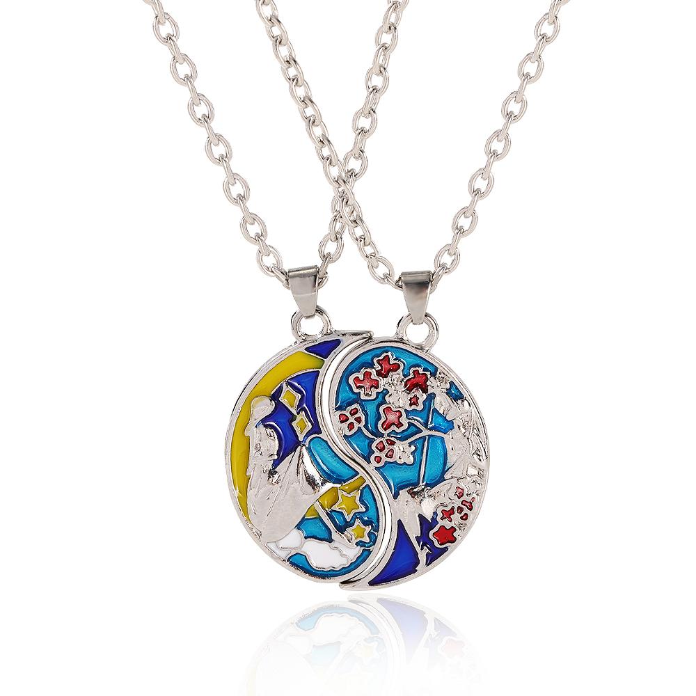 2Pcs/Set CoupleYinyang Tiaji Bagua BFF Necklace Sea and Land Sun And Moon Design Eight Diagrams Pendant For Valentine s Day 45cm
2Pcs/Set CoupleYinyang Tiaji Bagua BFF Necklace Sea and Land Sun And Moon Design Eight Diagrams Pendant For Valentine s Day 45cm