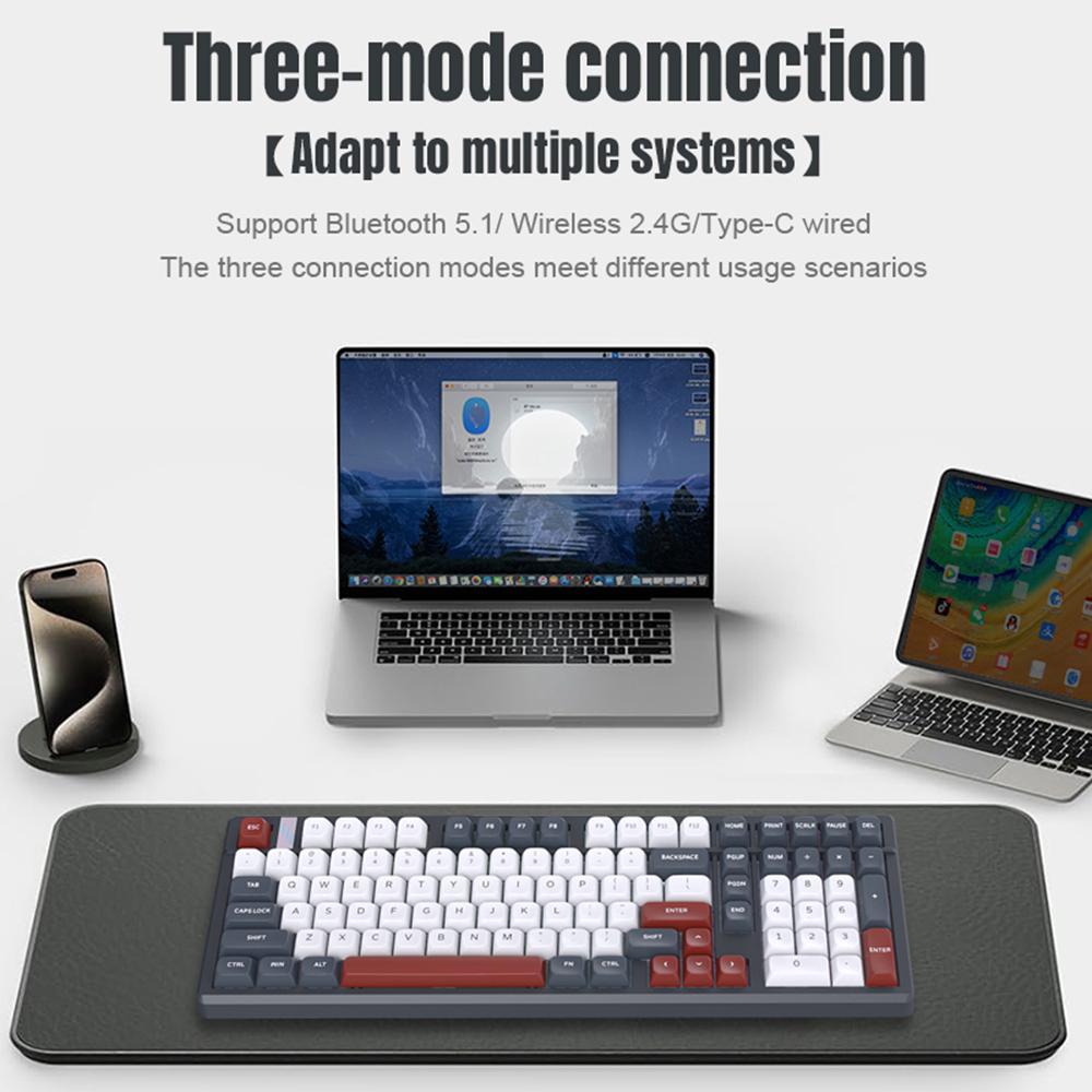 Y-FRUITFUL K102 102 Keys Tri-Mode Keyboard Gasket Structure Mechanical Gaming Keyboard with RGB Light Titanium Blue
Y-FRUITFUL K102 102 Keys Tri-Mode Keyboard Gasket Structure Mechanical Gaming Keyboard with RGB Light Titanium Blue