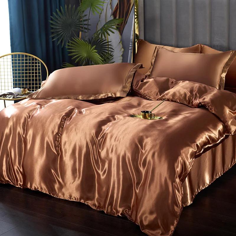 Silk Bedding Set with Duvet Cover Bed Sheet Pillowcase Luxury Satin Bedsheet Solid Color Double Single King Queen Full Twin Size Twin Size 3pcs світло-коричневого кольору
Silk Bedding Set with Duvet Cover Bed Sheet Pillowcase Luxury Satin Bedsheet Solid Color Double Single King Queen Full Twin Size Twin Size 3pcs світло-коричневого кольору