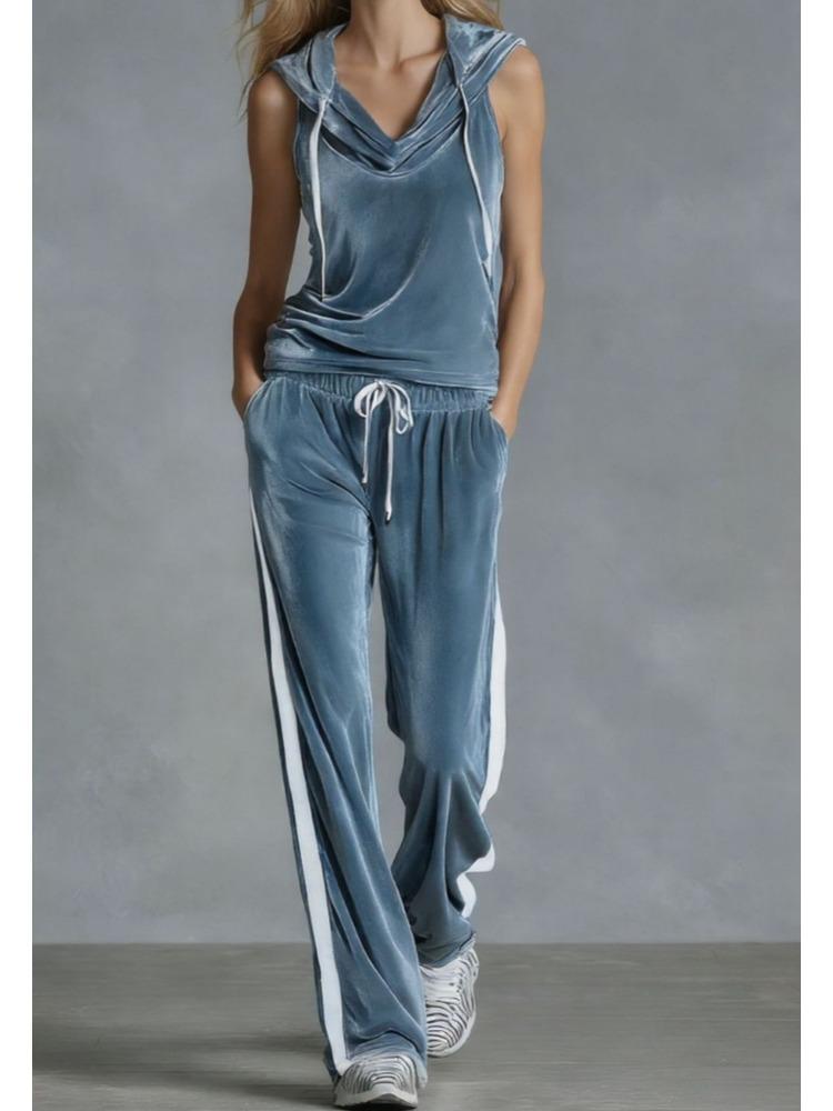Sleeveless Hoodie and Wide Leg Sweatpants Set in Silver Gray XXL колір синій океан
Sleeveless Hoodie and Wide Leg Sweatpants Set in Silver Gray XXL колір синій океан