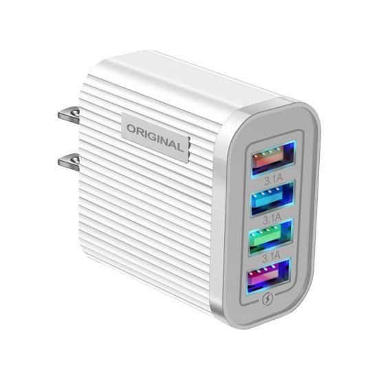 4 USB Ports Universal EU/US Plug Luminous Fast Charging Charger for Mobile Phone Tablet US Plug білий
4 USB Ports Universal EU/US Plug Luminous Fast Charging Charger for Mobile Phone Tablet US Plug білий