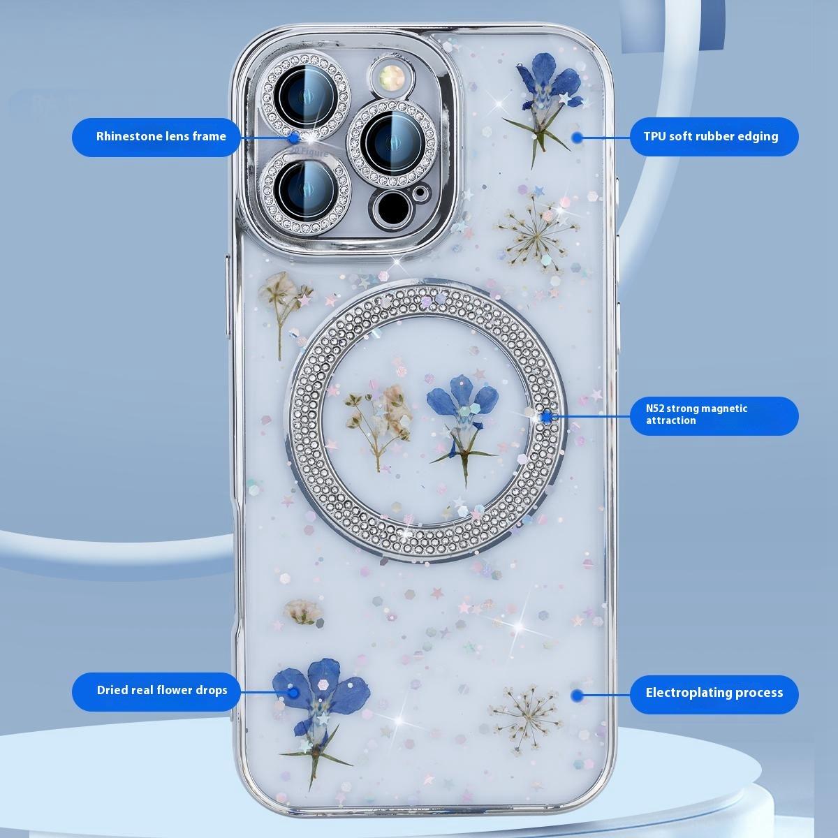 For iPhone 16 Pro Magnetic Case PC+TPU Epoxy Real Dried Flower Phone Cover Lobelia Erinus
For iPhone 16 Pro Magnetic Case PC+TPU Epoxy Real Dried Flower Phone Cover Lobelia Erinus