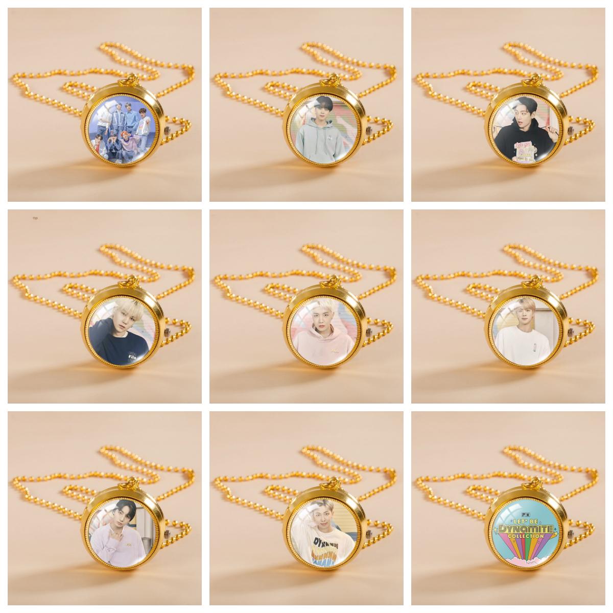 9pcs BTS Group Photo Rotating Pocket Watch Necklace, Ball Chain Pendant, Kpop ARMY Fans Jewelry Accessory 9pcs
9pcs BTS Group Photo Rotating Pocket Watch Necklace, Ball Chain Pendant, Kpop ARMY Fans Jewelry Accessory 9pcs