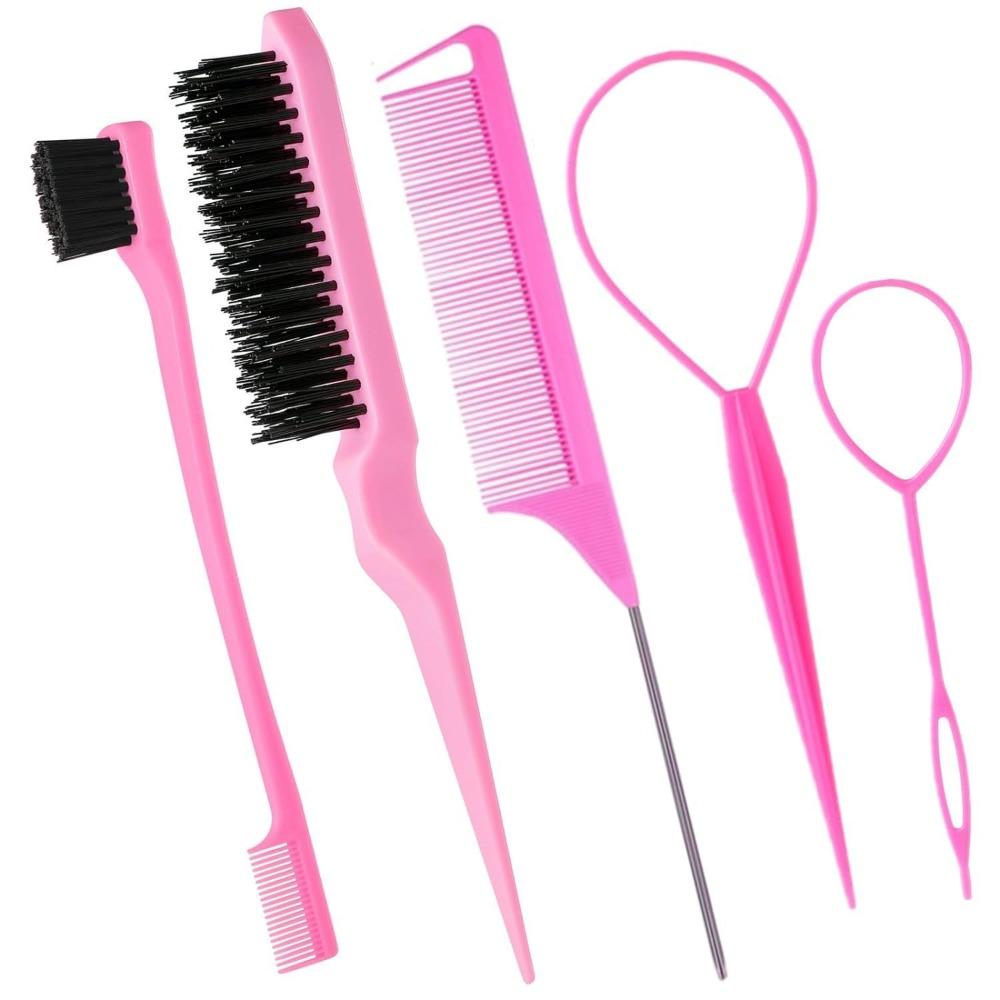 5Pcs/set Rat Tail Comb Hair Styling Comb Set Edge Brush Teasing Brush Slick Brush Set Styling Tools рожевий
5Pcs/set Rat Tail Comb Hair Styling Comb Set Edge Brush Teasing Brush Slick Brush Set Styling Tools рожевий