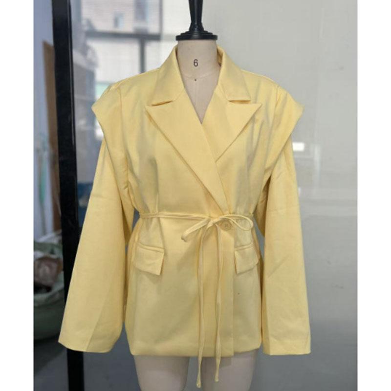 Модный однотонный блейзер оверсайз на шнуровке для женщин, повседневный, однобортный, с лацканами, куртки, женский, с длинным рукавом, с подплечниками, верхняя одежда M жёлтый
Модный однотонный блейзер оверсайз на шнуровке для женщин, повседневный, однобортный, с лацканами, куртки, женский, с длинным рукавом, с подплечниками, верхняя одежда M жёлтый