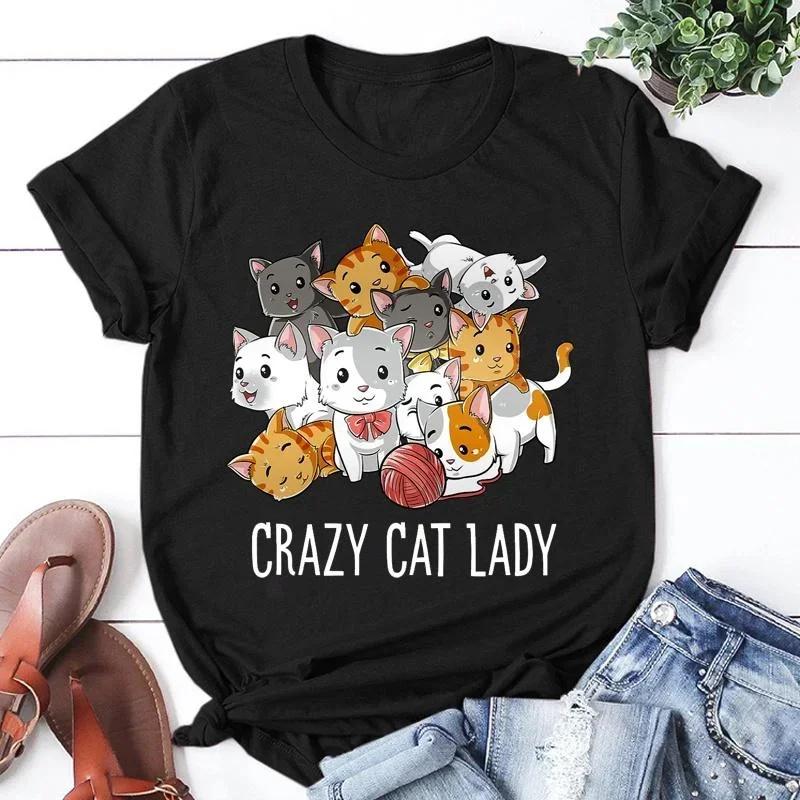 Cute Crazy Cat Lady Print Women Summer Lovely Short Sleeve Casual Round Neck T-shirts Harajuku Sleeve Clothes 3XL
Cute Crazy Cat Lady Print Women Summer Lovely Short Sleeve Casual Round Neck T-shirts Harajuku Sleeve Clothes 3XL