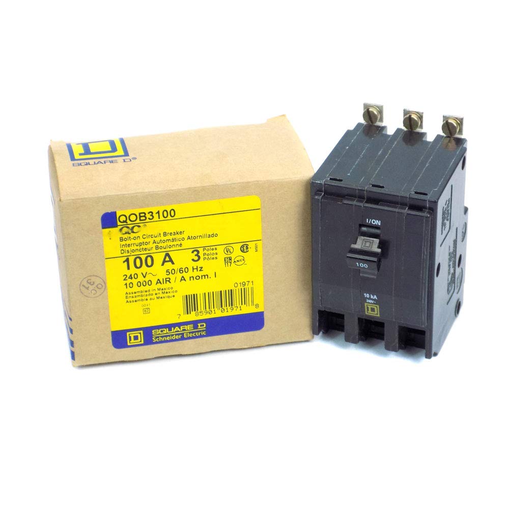 Square D QOB3100 Circuit Breaker (QOB) Standard, 100A, 3-Pole, 240 Vac, 3-Phase, Bolt-On, Black
Square D QOB3100 Circuit Breaker (QOB) Standard, 100A, 3-Pole, 240 Vac, 3-Phase, Bolt-On, Black
