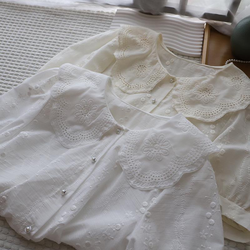 2025 Summer Korean Style Peter Pan Collar Jacquard Puff Sleeve Women s Shirt One Size
2025 Summer Korean Style Peter Pan Collar Jacquard Puff Sleeve Women s Shirt One Size