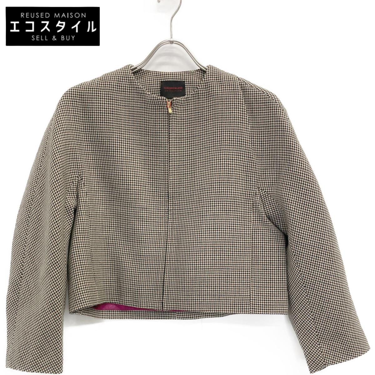 TOMORROWLAND Beige houndstooth wool x silk collarless short jacket Jacket 36 beigeUsed
TOMORROWLAND Beige houndstooth wool x silk collarless short jacket Jacket 36 beigeUsed