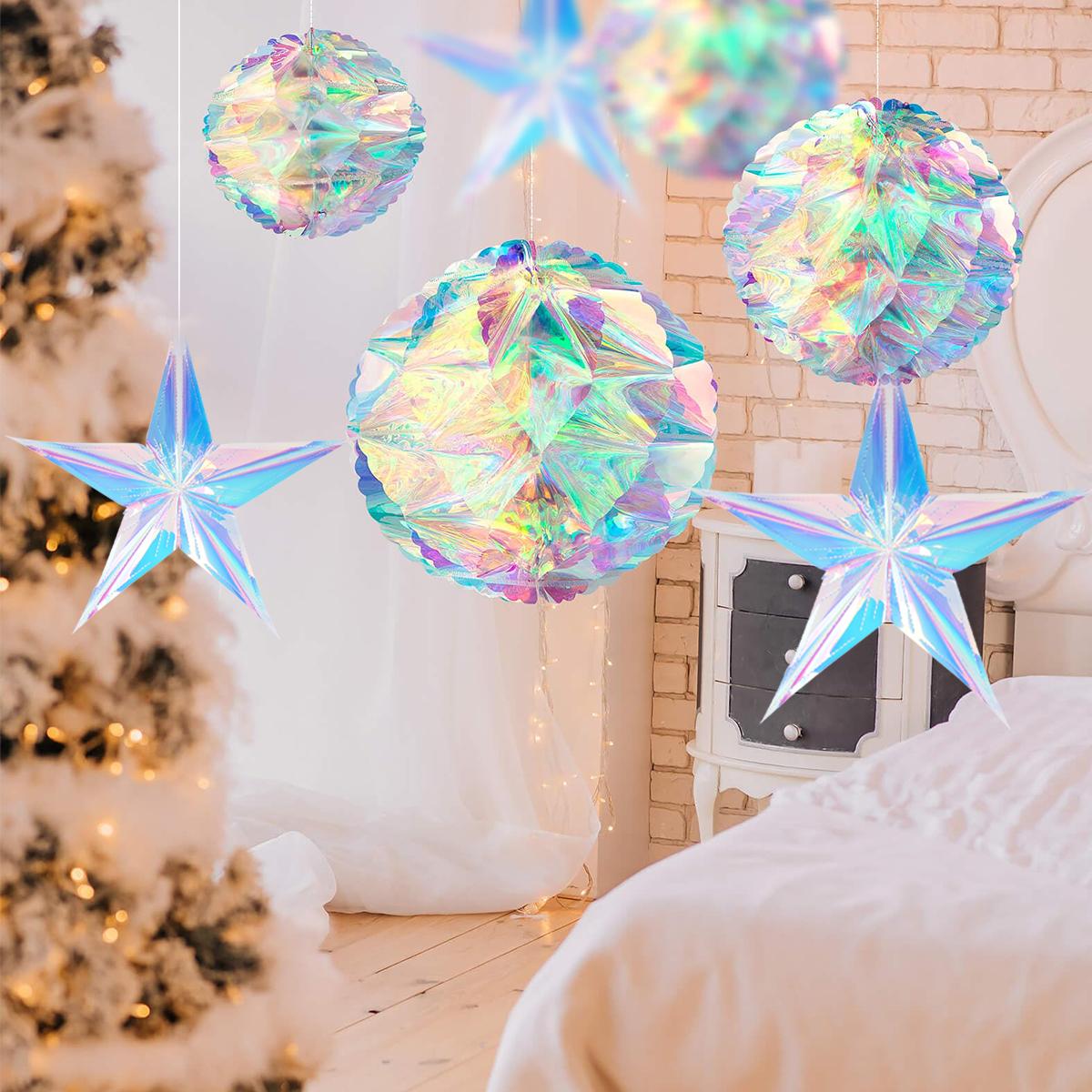 Christmas Star Ball Hanging Ornament Shiny Laser Star Pendant Neon Color Film Paper Ball for Christmas Wedding Party Decorations
Christmas Star Ball Hanging Ornament Shiny Laser Star Pendant Neon Color Film Paper Ball for Christmas Wedding Party Decorations