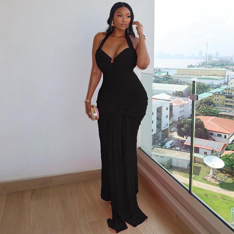 2025 Европейский и американский стиль Женское однотонное платье-халтер с драпировкой - Без спины, перекрестная завязка, облегающий крой Large чёрный
2025 Европейский и американский стиль Женское однотонное платье-халтер с драпировкой - Без спины, перекрестная завязка, облегающий крой Large чёрный