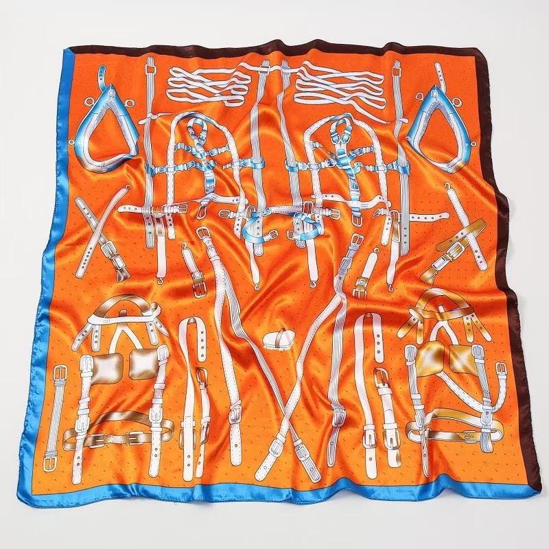 Высококачественные роскошные шелковые шарфы, повязка на голову, шарфы, шейный шарф для женщин, шелковый шарф с цепочкой, женская декоративная шаль 90*90cm