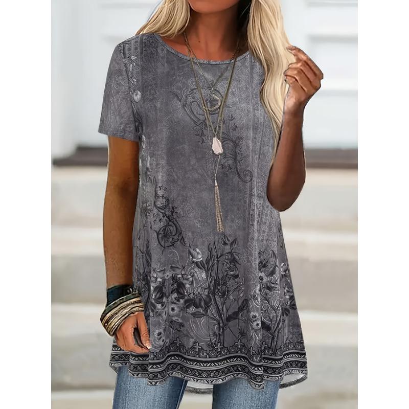 Women s casual printed loose T-shirt, perfect for spring and summer vacation wear. XL
Women s casual printed loose T-shirt, perfect for spring and summer vacation wear. XL