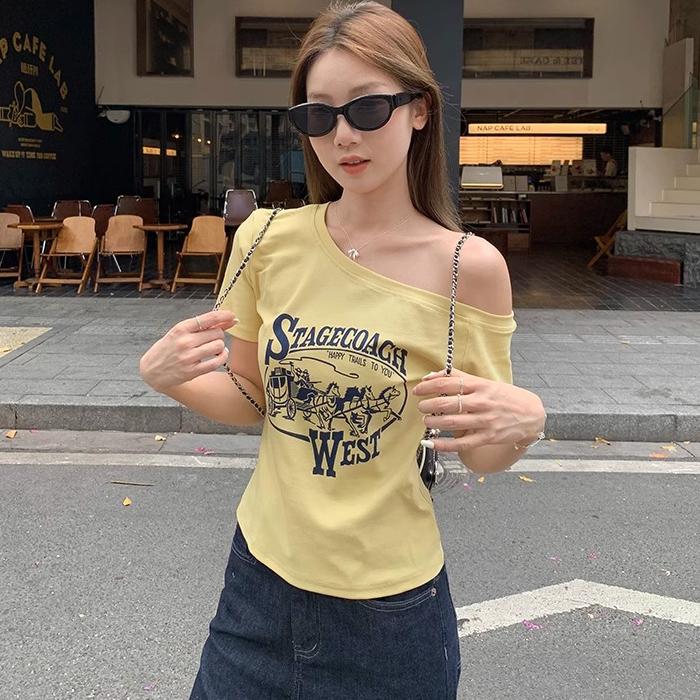 harajuku Women T-shirts summer short Sleeve Slanted collar casual letter print Slim t shirt Ladies y2k Tops S жёлтый
harajuku Women T-shirts summer short Sleeve Slanted collar casual letter print Slim t shirt Ladies y2k Tops S жёлтый
