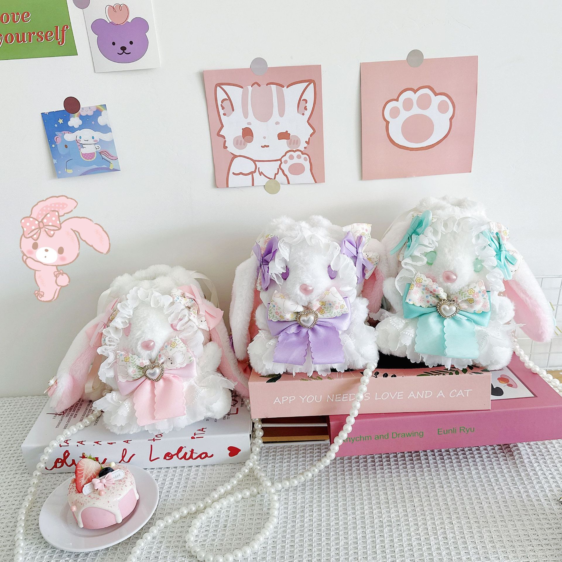 Lolita bow lop ear rabbit lucky bag cute soft sister pearl chain drawstring messenger storage bag
Lolita bow lop ear rabbit lucky bag cute soft sister pearl chain drawstring messenger storage bag
