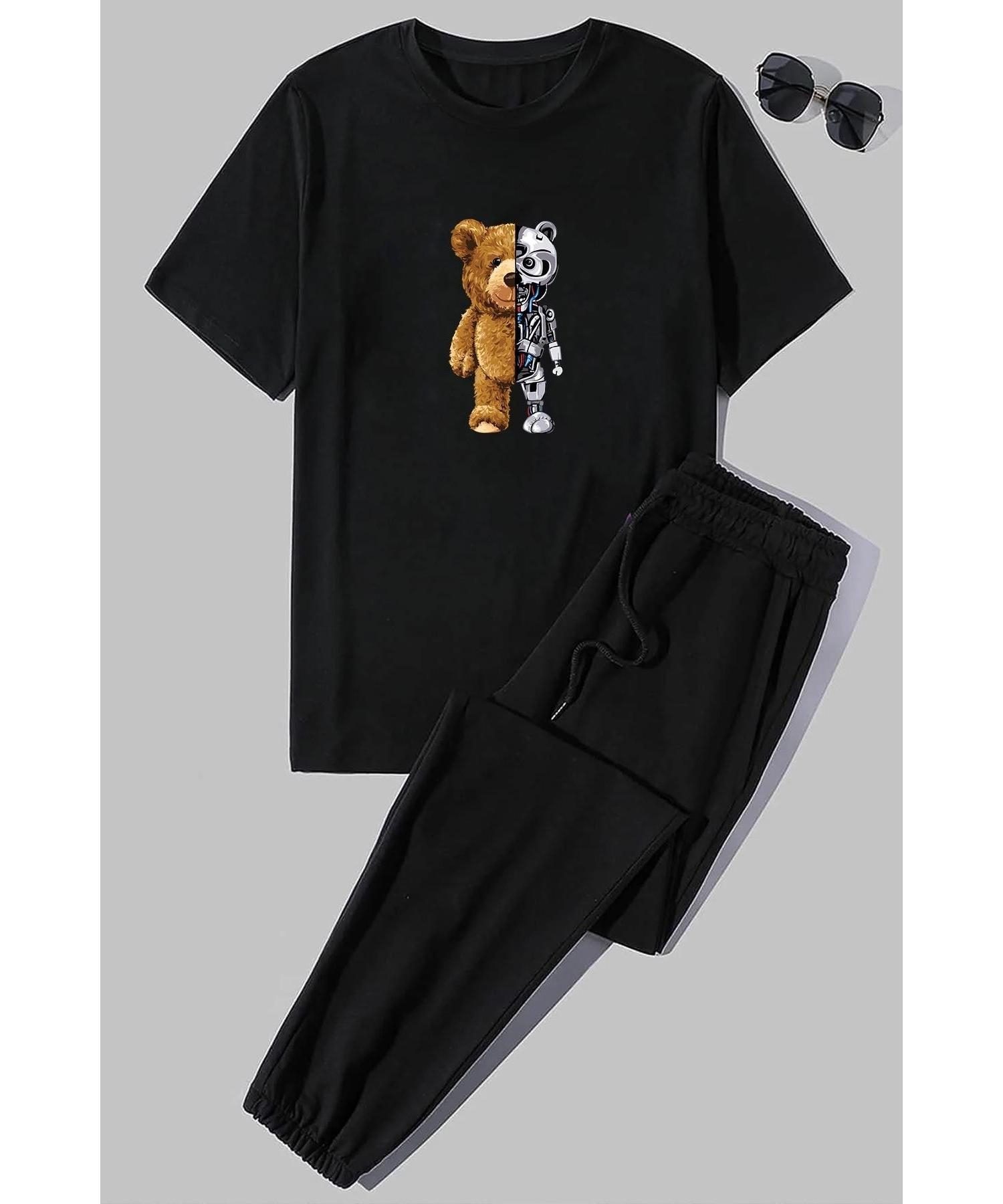 Спортивный костюм унисекс для мальчиков с принтом медведя сверху и снизу 
Спортивный костюм унисекс для мальчиков с принтом медведя сверху и снизу