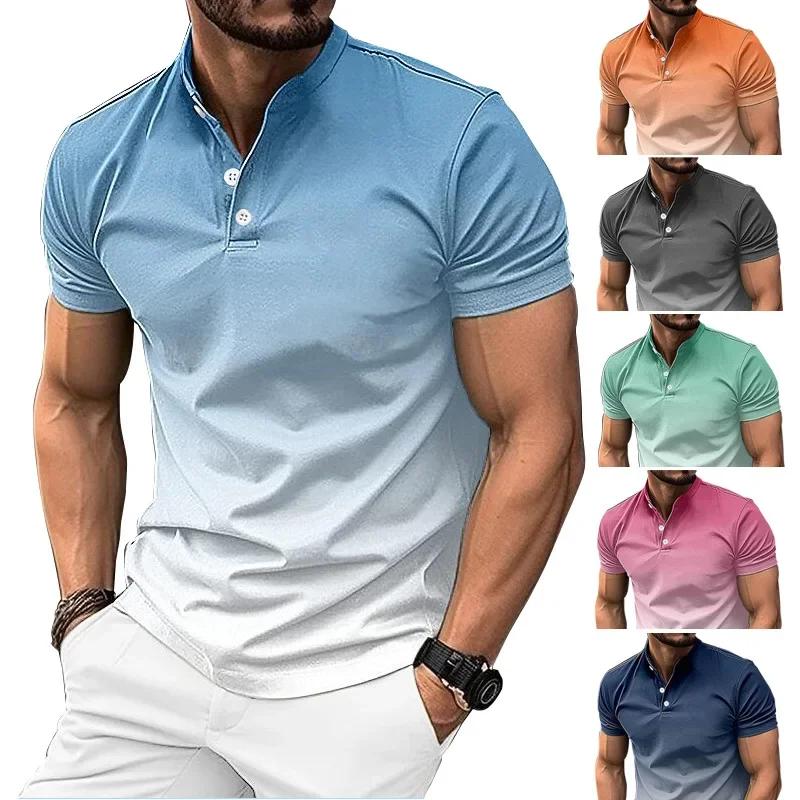 Spring/Summer New Mens Top Standing Neck Gradient Casual Short Sleeve Golf Henley Shirts for Men XXXL рожевий
Spring/Summer New Mens Top Standing Neck Gradient Casual Short Sleeve Golf Henley Shirts for Men XXXL рожевий
