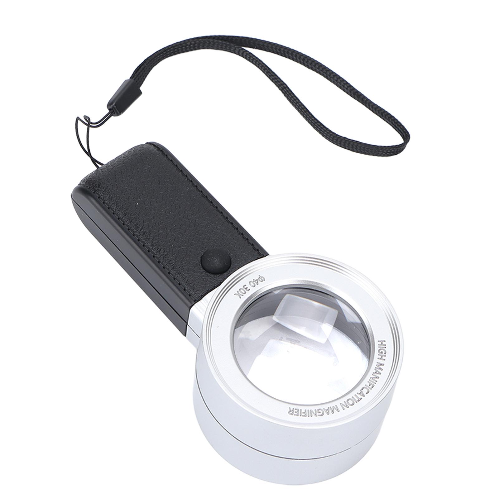 Lighted Magnifying Glass Handheld 30X Magnification 3 LED Lights 1 UV Light Multifunction Magnifying Glass
Lighted Magnifying Glass Handheld 30X Magnification 3 LED Lights 1 UV Light Multifunction Magnifying Glass