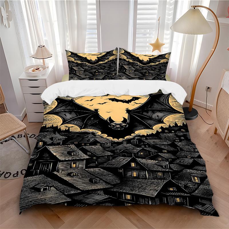3pcs bedding set Halloween Bat Village Includes 1 Comforter + 2 Pillowcases, Without Pillow Inserts, Soft Comfortable, Lightweight Breathable083 135x200cm
3pcs bedding set Halloween Bat Village Includes 1 Comforter + 2 Pillowcases, Without Pillow Inserts, Soft Comfortable, Lightweight Breathable083 135x200cm