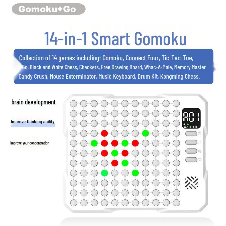 14-in-1 Smart Electronic Chessboard: Multifunctional Gomoku Go Puzzle for Kids & Students 9-in-1 Functions (English Version) белый
14-in-1 Smart Electronic Chessboard: Multifunctional Gomoku Go Puzzle for Kids & Students 9-in-1 Functions (English Version) белый