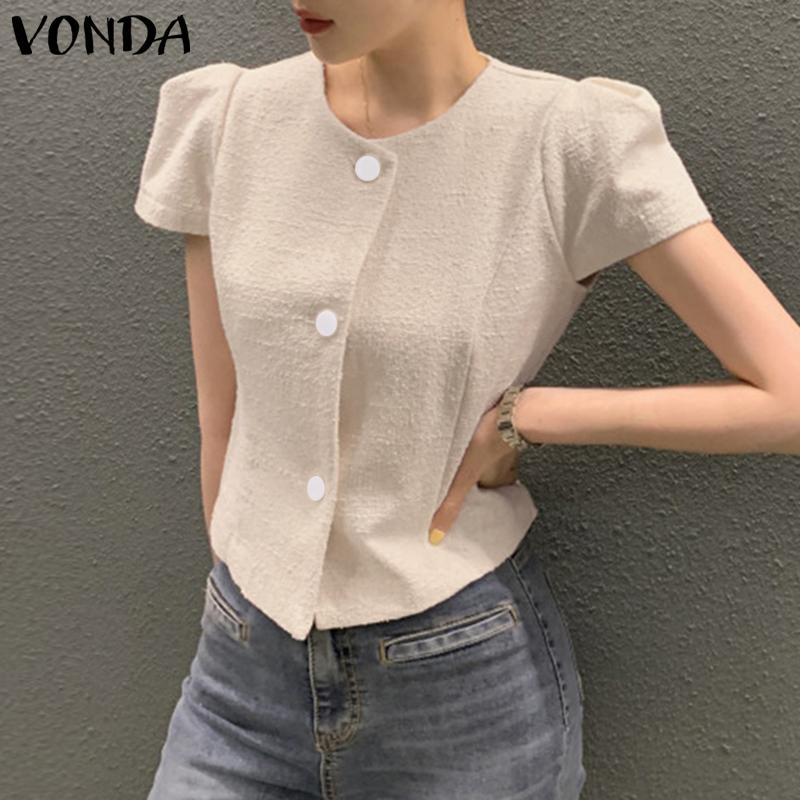 VONDA Летние женские повседневные свободные топы с пышными рукавами и короткими рукавами
VONDA Летние женские повседневные свободные топы с пышными рукавами и короткими рукавами