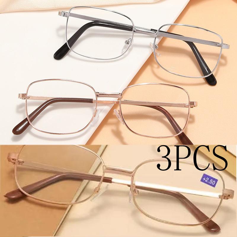3Pcs Metal Frame Square Reading Glasses Anti-Fatigue Fashion High Definition Presbyopia Diopter +1.0 +1.5 +2.0 +3.5 +4.0 +4.0
3Pcs Metal Frame Square Reading Glasses Anti-Fatigue Fashion High Definition Presbyopia Diopter +1.0 +1.5 +2.0 +3.5 +4.0 +4.0