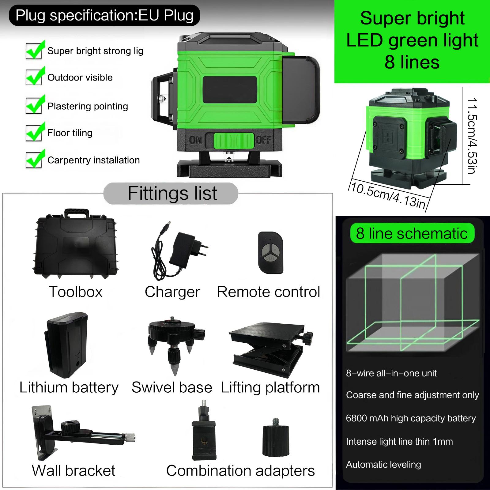 STONEGO Green High-precision Outdoor Indoor Level 8 Line 12 Line 16 Line Laser Infrared Automatic Leveling Sticker Meter
STONEGO Green High-precision Outdoor Indoor Level 8 Line 12 Line 16 Line Laser Infrared Automatic Leveling Sticker Meter