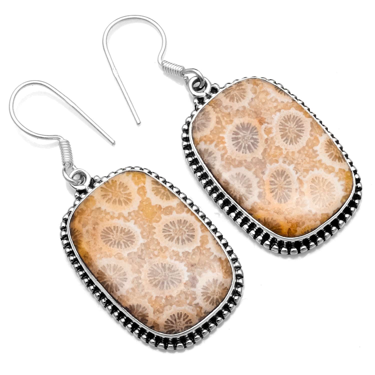 Fossil Coral Gemstone Earrings Solid 925 Sterling Silver Handmade Earrings Jewelry Gift For Women And Girls E-708
Fossil Coral Gemstone Earrings Solid 925 Sterling Silver Handmade Earrings Jewelry Gift For Women And Girls E-708