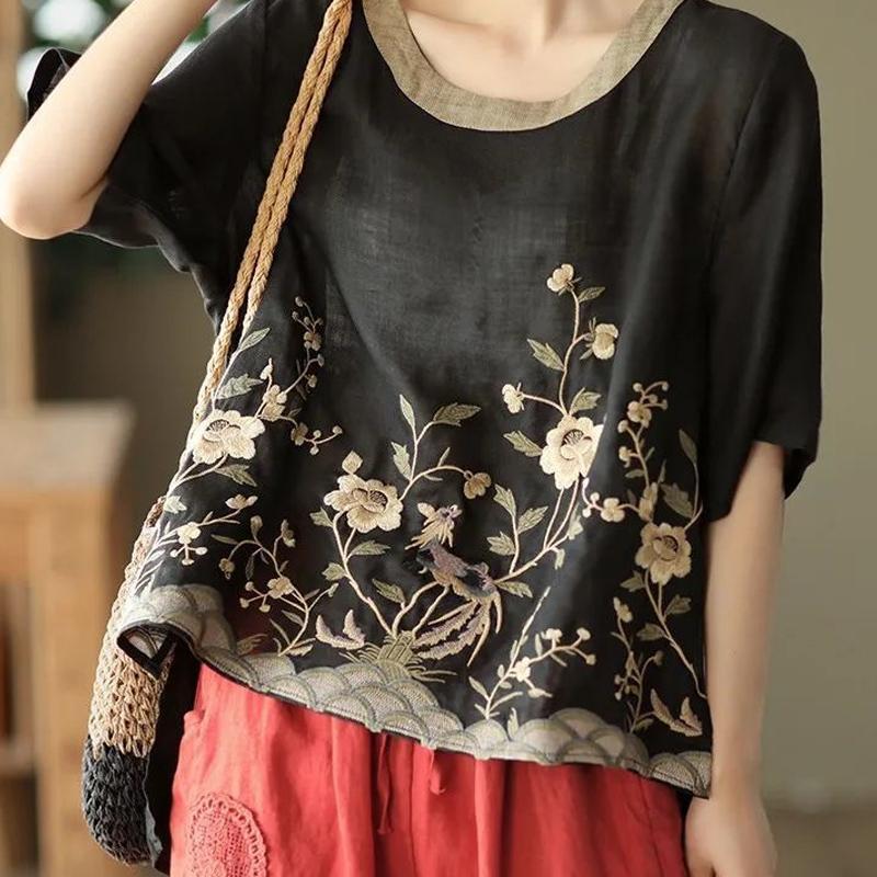Летняя женская одежда с круглым вырезом, вышитые лоскутные хлопковые пуловеры, топы с коротким рукавом, женская удобная футболка XS чёрный
Летняя женская одежда с круглым вырезом, вышитые лоскутные хлопковые пуловеры, топы с коротким рукавом, женская удобная футболка XS чёрный