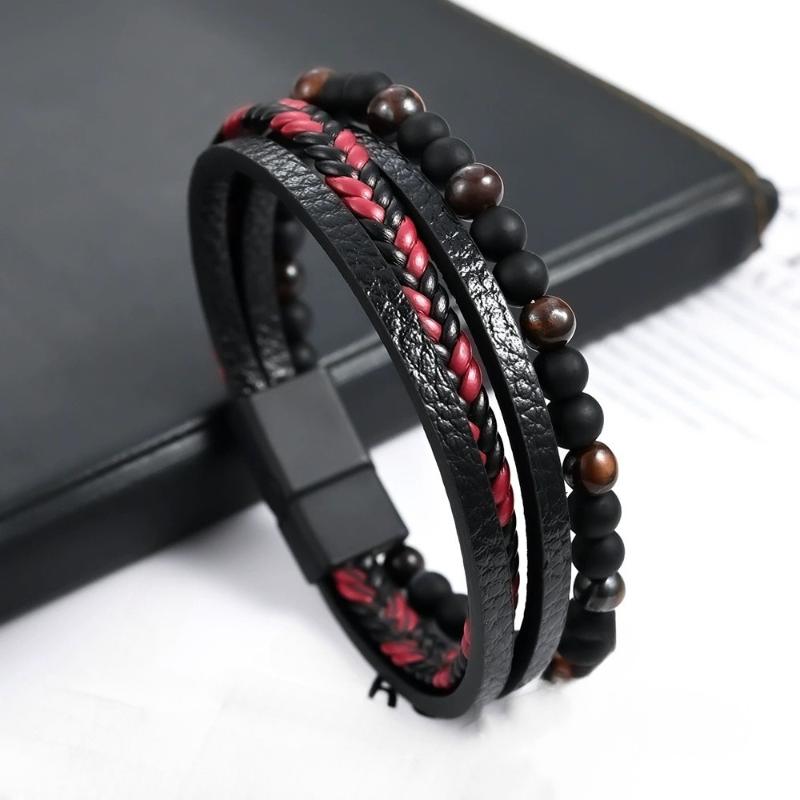 Fashion Beads Leather Bracelet Men Classic Tiger Eye Beaded Multi Layer Leather Bracelet For Men Jewelry Gift A2
Fashion Beads Leather Bracelet Men Classic Tiger Eye Beaded Multi Layer Leather Bracelet For Men Jewelry Gift A2