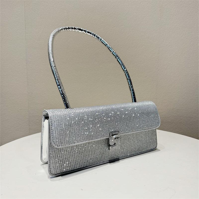 Летняя вместительная высококлассная сумка-мессенджер для поездок на работу, женская новая модная сумка под мышку класса люкс с бриллиантами серебряный