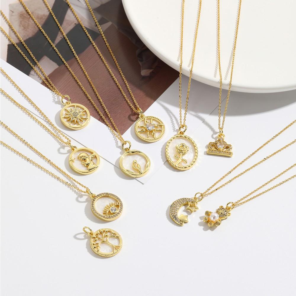 Round Angel Sunflower Shell Pendant Necklace - Star & Moon Design for Women, European & American Style
Round Angel Sunflower Shell Pendant Necklace - Star & Moon Design for Women, European & American Style