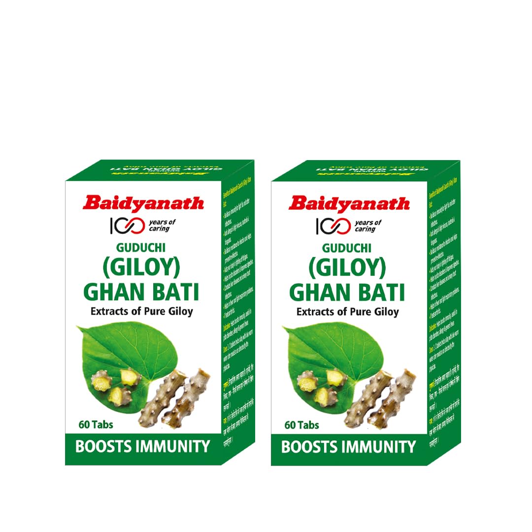 Baidyanath Giloy Ghan Bati Ayurvedic Guduchi Tablets For Immunity, Digestion And Wellness 60 Tablets X Pack Of 2 Herbal Supplement
Baidyanath Giloy Ghan Bati Ayurvedic Guduchi Tablets For Immunity, Digestion And Wellness 60 Tablets X Pack Of 2 Herbal Supplement
