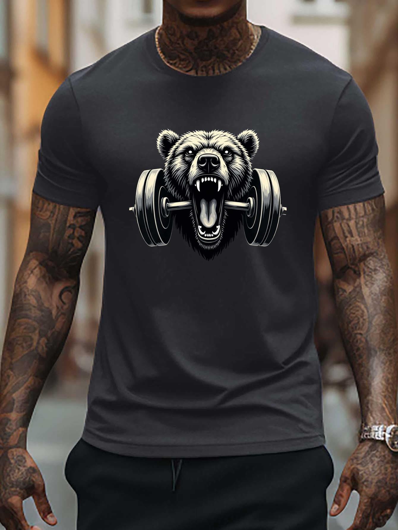 Roaring Bear with Barbell Graphic T-shirt - Plus Size Casual Short Sleeve Round Neck Summer Tee XXXL
Roaring Bear with Barbell Graphic T-shirt - Plus Size Casual Short Sleeve Round Neck Summer Tee XXXL