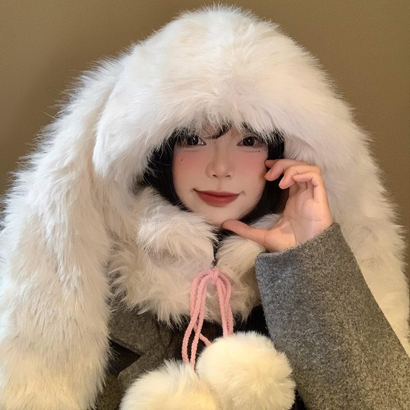 White rabbit ear hat female winter cute plush ear protection hat thickened cold and warm furry scarf integrated one size
White rabbit ear hat female winter cute plush ear protection hat thickened cold and warm furry scarf integrated one size
