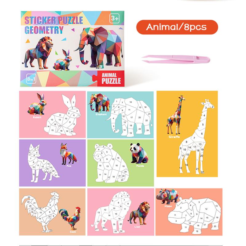 Montessori Intellectual Kids Fun Math Paper Animal Dinosaur Ocean Traffic Fruits Themed Geometric Sticker Puzzle Activity Books
Montessori Intellectual Kids Fun Math Paper Animal Dinosaur Ocean Traffic Fruits Themed Geometric Sticker Puzzle Activity Books