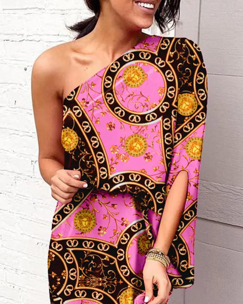 Summer Sexy Slant Shoulder Unilateral Sleeve Printed Dress Women s Clothing 3XL
Summer Sexy Slant Shoulder Unilateral Sleeve Printed Dress Women s Clothing 3XL