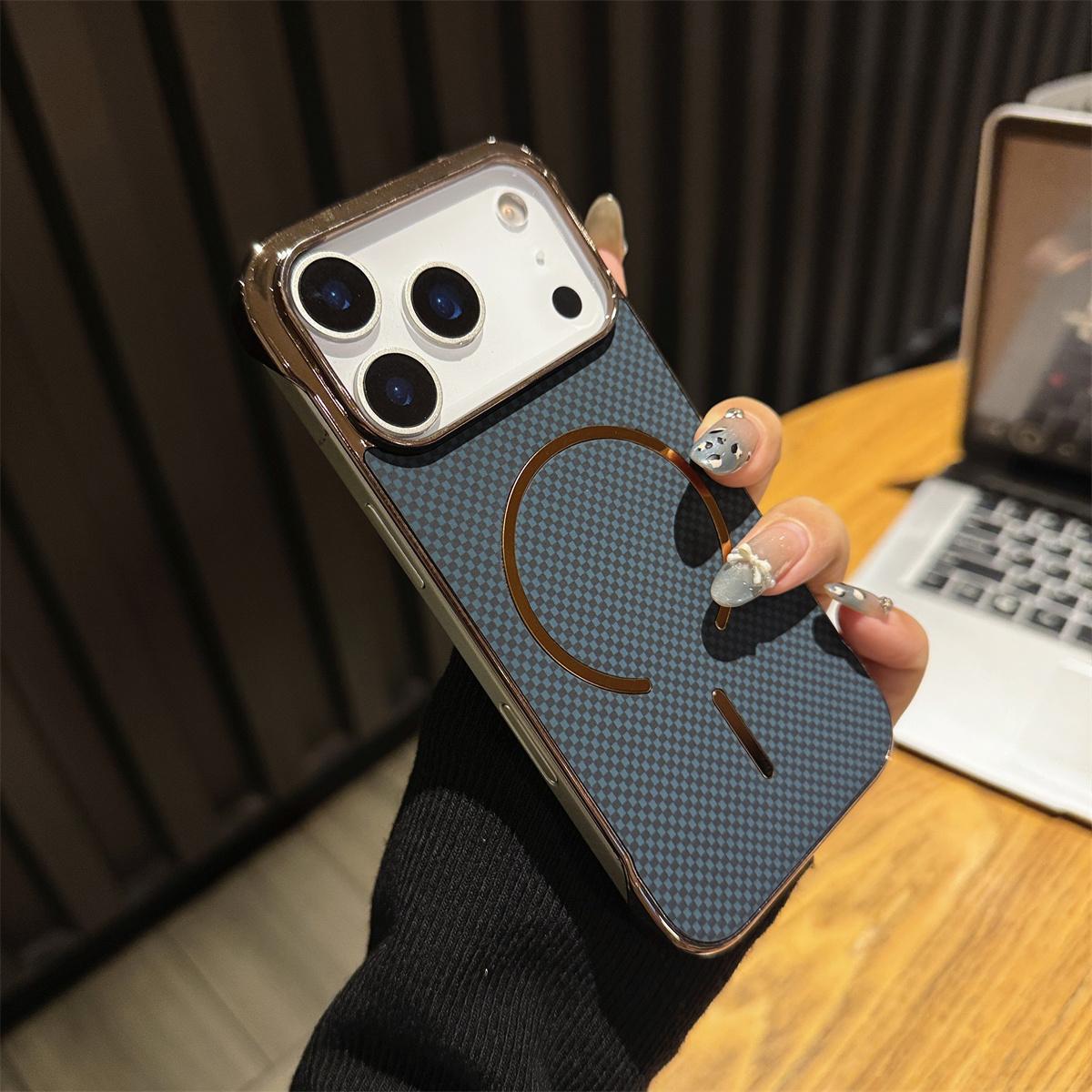 Electroplated Frameless Protective Phone Case for Iphone 17 Air 17 Pro Max Frameless Kevlar Magnetic Wireless Charging Cover iPhone17 Pro Max
Electroplated Frameless Protective Phone Case for Iphone 17 Air 17 Pro Max Frameless Kevlar Magnetic Wireless Charging Cover iPhone17 Pro Max