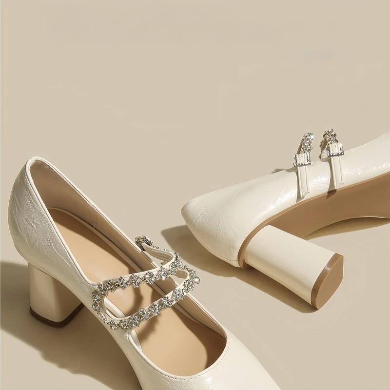 Silver Pointed Toe Rhinestone Double Buckle Block Heel Mary Jane Girls French Versatile Shallow Heel Single 39
Silver Pointed Toe Rhinestone Double Buckle Block Heel Mary Jane Girls French Versatile Shallow Heel Single 39