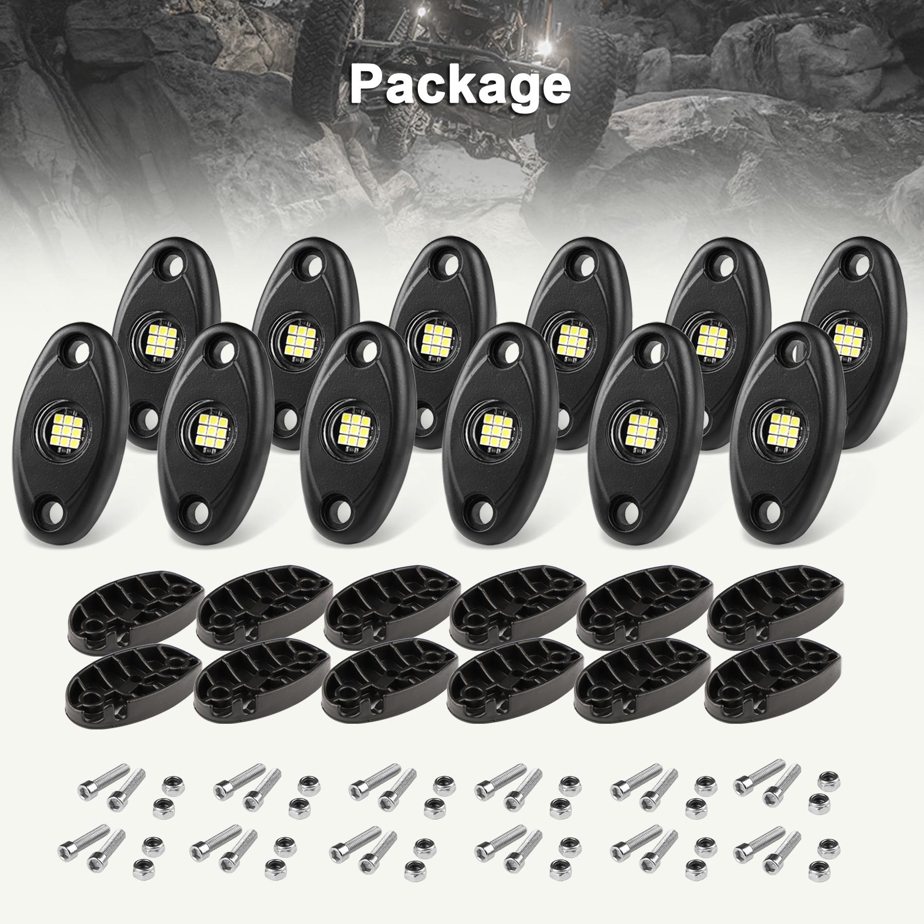 Белые светодиодные фонари Rock Lights, 12 шт., 12 В, водонепроницаемый комплект подсветки днища, гусеничный купол, внешние фары для колес квадроцикла RZ
Белые светодиодные фонари Rock Lights, 12 шт., 12 В, водонепроницаемый комплект подсветки днища, гусеничный купол, внешние фары для колес квадроцикла RZ