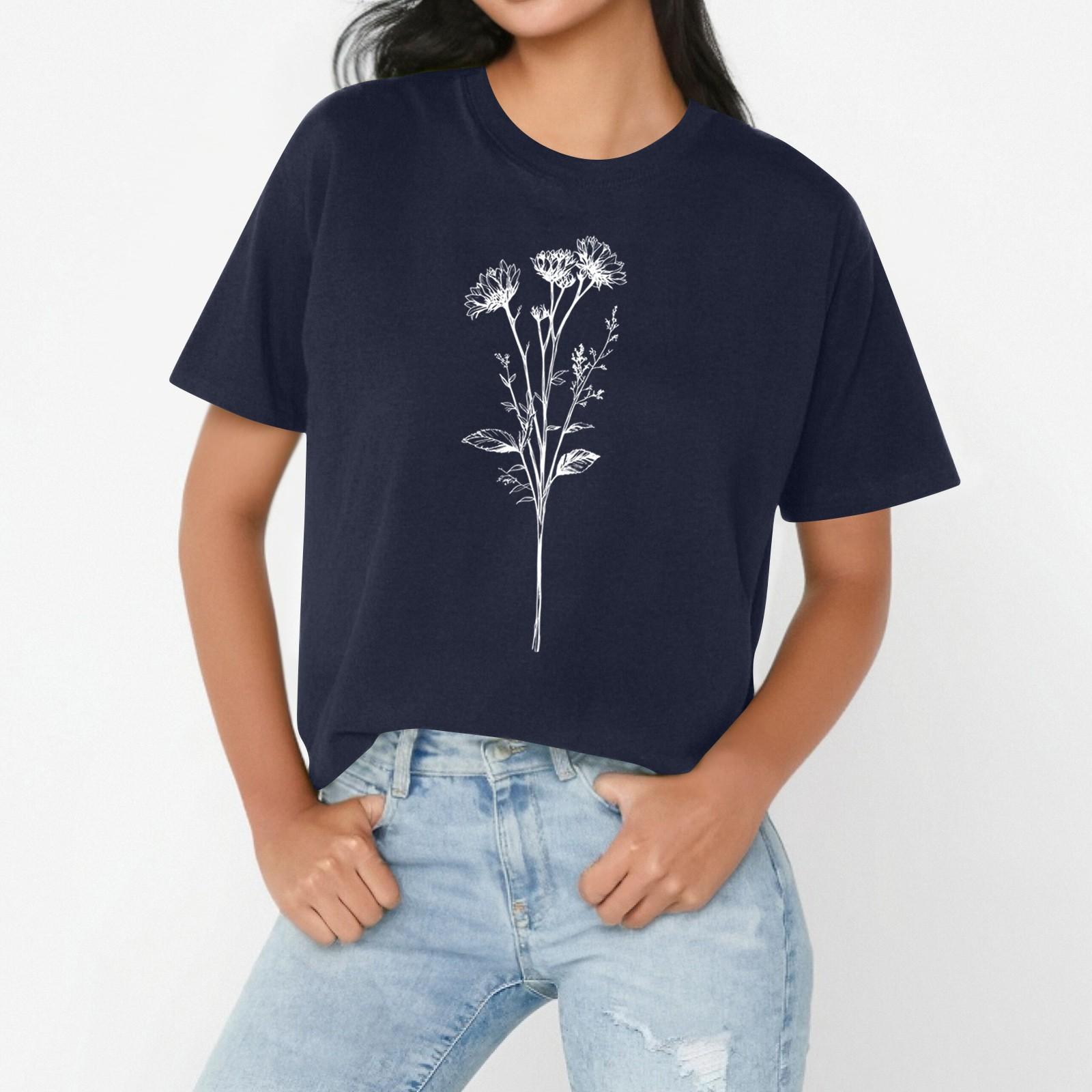 Женская повседневная свободная футболка с цветочным принтом, пуловер с круглым вырезом и короткими рукавами XXL тёмно-синий
Женская повседневная свободная футболка с цветочным принтом, пуловер с круглым вырезом и короткими рукавами XXL тёмно-синий