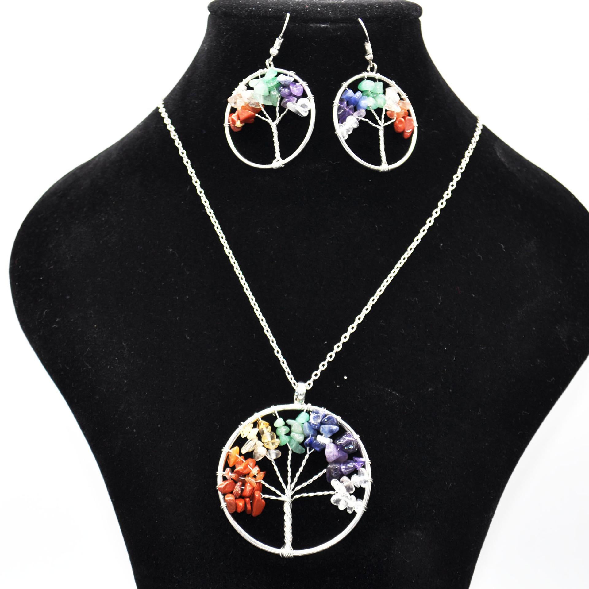 Natural Crystal Pendant, Colorful Gravel Lucky Tree, Creative Tree Of Life Earrings Necklace Set N153
Natural Crystal Pendant, Colorful Gravel Lucky Tree, Creative Tree Of Life Earrings Necklace Set N153