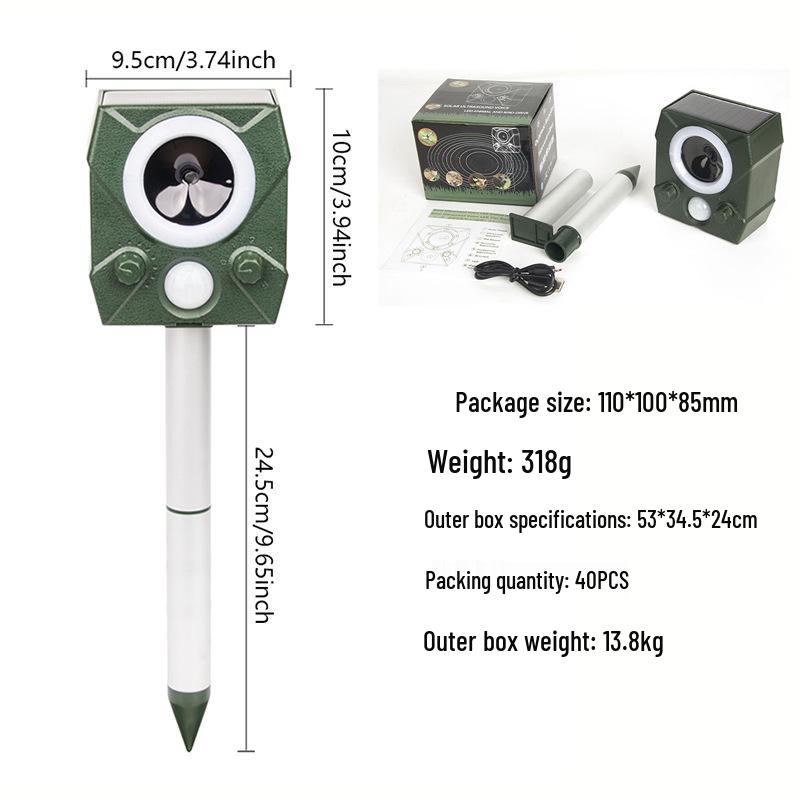 Ультразвуковой отпугиватель вредителей и птиц на солнечной батарее с инфракрасным датчиком
Ультразвуковой отпугиватель вредителей и птиц на солнечной батарее с инфракрасным датчиком