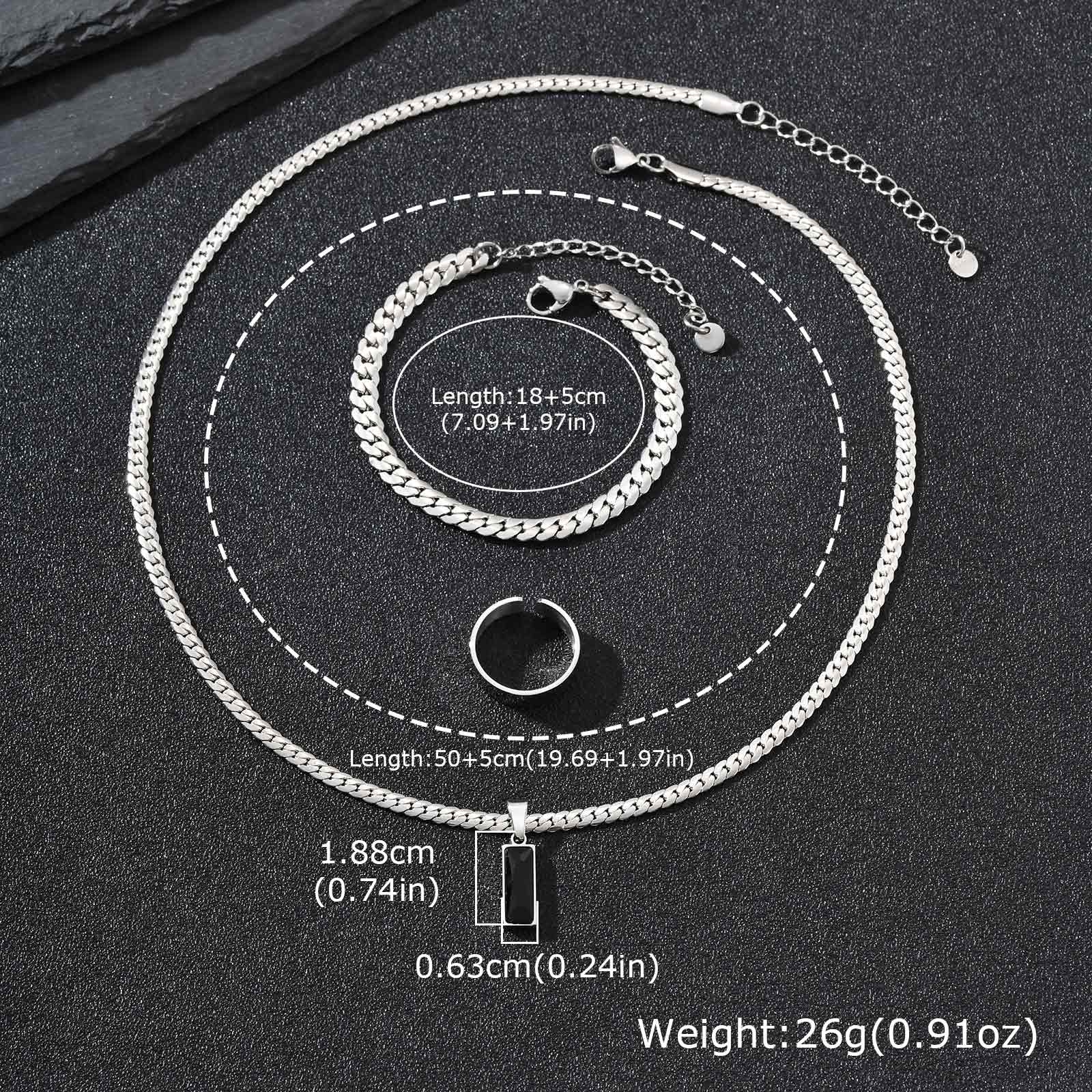 Men s Geometric Square Pendant Necklace, Simple Flat Cuban Chain Bracelet & Ring, Trendy Hip Hop Stainless Steel Jewelry Set
Men s Geometric Square Pendant Necklace, Simple Flat Cuban Chain Bracelet & Ring, Trendy Hip Hop Stainless Steel Jewelry Set