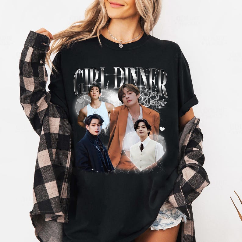 Girl Dinner Kim Taehyung V T-shirt, Fans Homage Tee Men Women Hip Hop Streetwear Oversized Tshirt Short Sleeve Casual Clothing XXXL
Girl Dinner Kim Taehyung V T-shirt, Fans Homage Tee Men Women Hip Hop Streetwear Oversized Tshirt Short Sleeve Casual Clothing XXXL