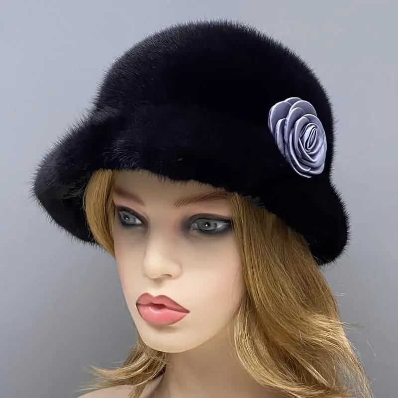 Luxury Mink Fur Hat Women Winter Warm Natural Fur Bucket Hat Female Cap Elegant Flower Fedoras One Size білий
Luxury Mink Fur Hat Women Winter Warm Natural Fur Bucket Hat Female Cap Elegant Flower Fedoras One Size білий