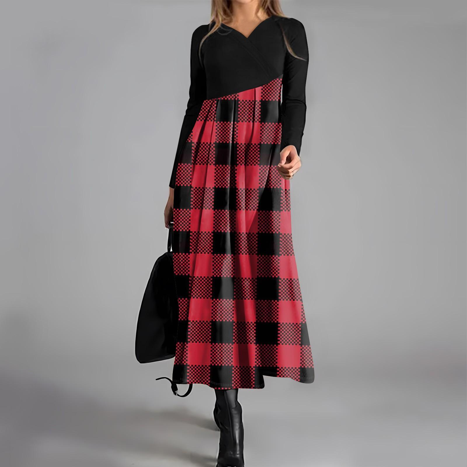 Жіноча повсякденна сукня з V-подібним вирізом і довгими рукавами, картатим принтом, кишенею на талії та великою розкішною сукнею XL червоний
Жіноча повсякденна сукня з V-подібним вирізом і довгими рукавами, картатим принтом, кишенею на талії та великою розкішною сукнею XL червоний