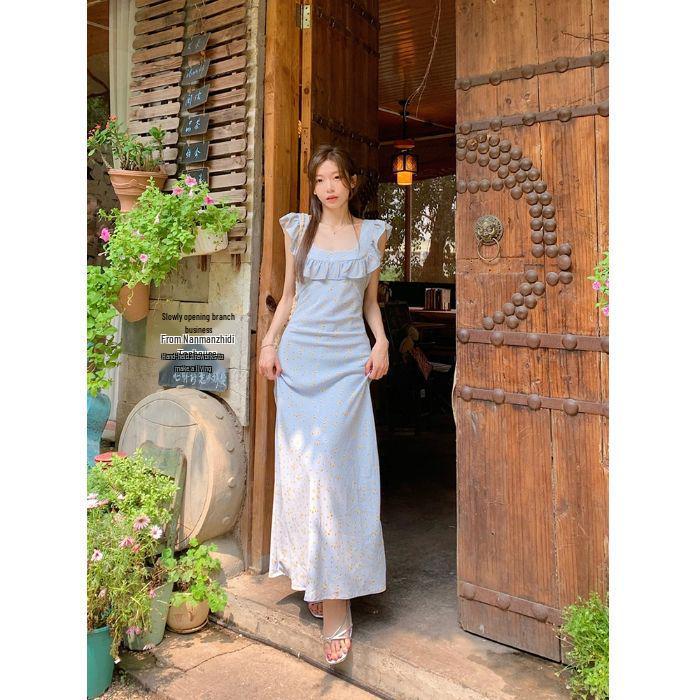 Французское платье миди с цветочным принтом и оборками - Сексуальное облегающее кружевное платье на бретелях-спагетти для летнего отпуска XL светло-синий
Французское платье миди с цветочным принтом и оборками - Сексуальное облегающее кружевное платье на бретелях-спагетти для летнего отпуска XL светло-синий